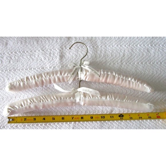 Fabric Satin Padded Hangers Cream/Beige Color -Shabby Victorian Vibe Set Two (2) - Picture 8 of 9